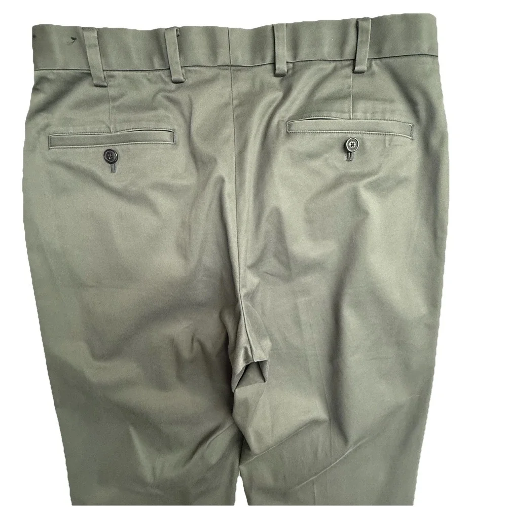 Brooks Brothers Advantage Chino Clark Mens 34x34 Grey Flat Front Pants‎